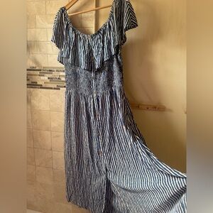 ODDY | Smocked midi off-the-shoulder dress